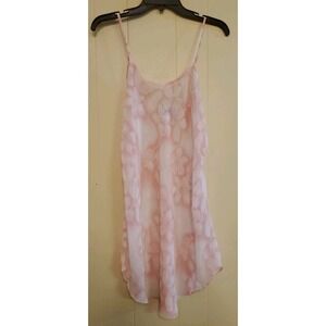 Vintage Moon Dance Maxi Slip Dress‎ Size Large Pink Semi Sheer Floral Evening